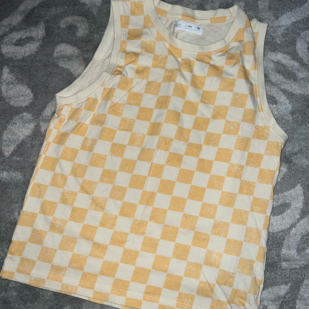 Boys Zara tank top - yellow checkered